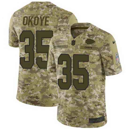 Nike Chiefs #35 Christian Okoye Camo Mens Stitched NFL Limited 2018 Salute To Service Jersey